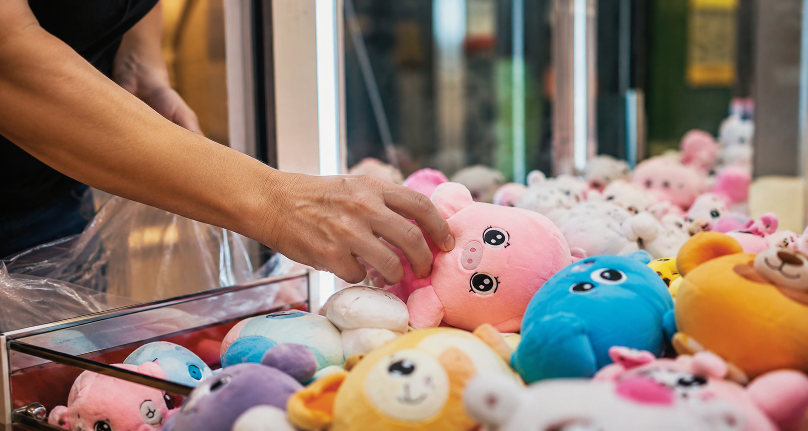 Equipe abastecendo e organizando pelúcias na operação D&M Plush